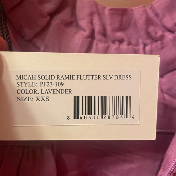NWT Sea New York Lavender Micah Solid Ramie Flutter Sleeve Dress, XXS - Picture 10 of 14